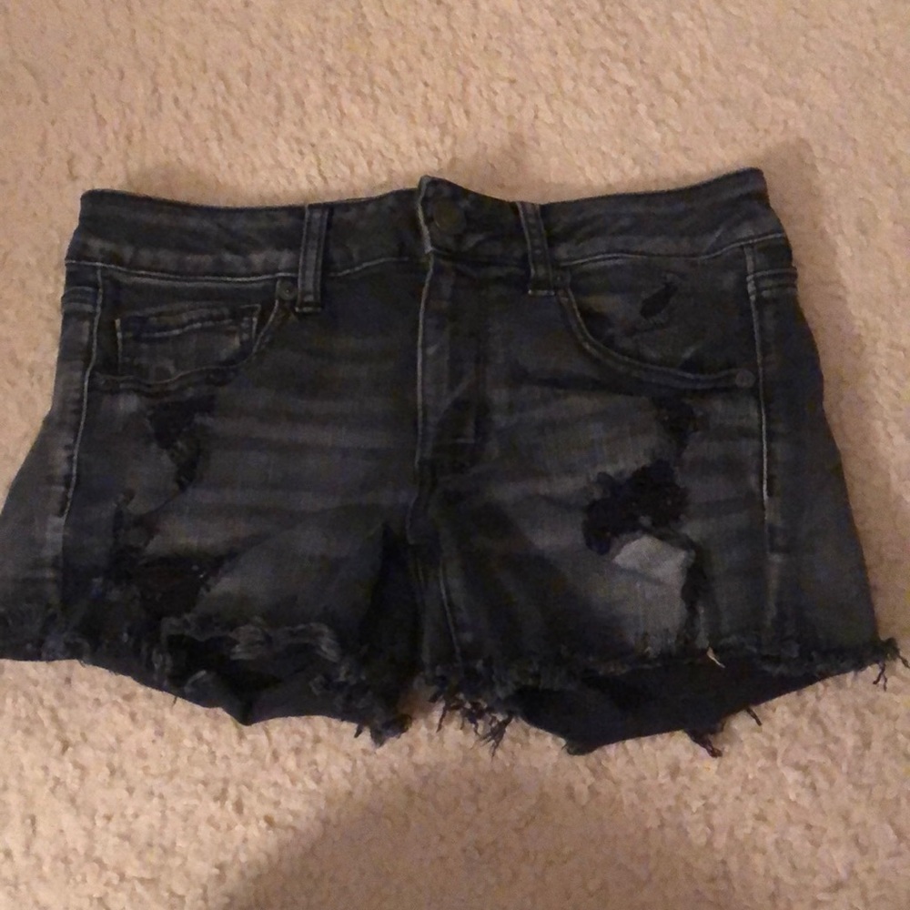 black american eagle midi jean shorts
